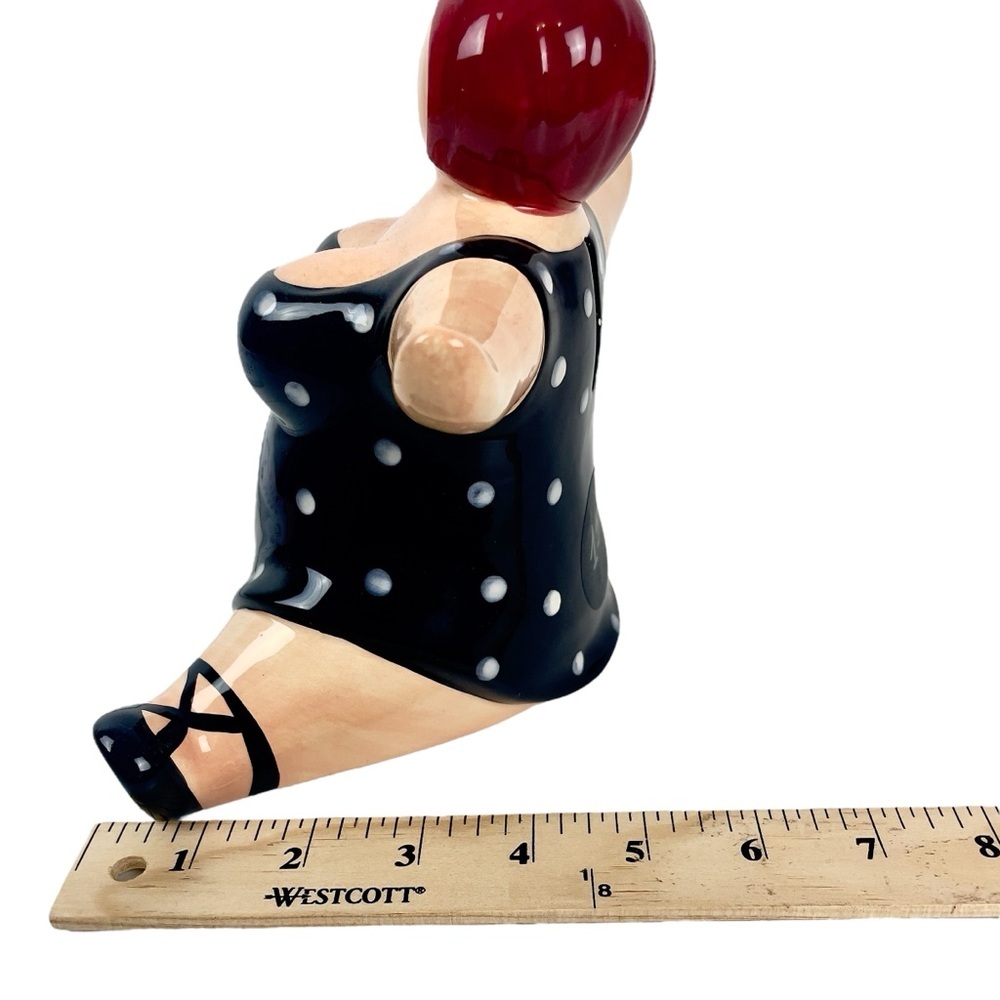 Rare Retro Polka Dot Swimsuit Piggy Bank | Unique Hand-Painted Ceramic Decor - Picture 15 of 15
